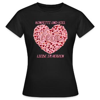 DES CONFETTIS ET BEAUCOUP D’AMOUR DANS LE CŒUR - T-shirt Femme - noir - Devant - AI Model Female 172 dark (172cm)