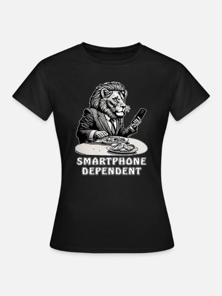 LÖWE SMARTPHONE DEPENDENT - Frauen T-Shirt - Schwarz