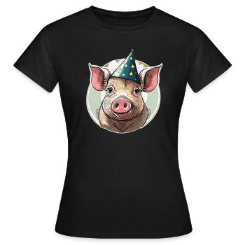 PIG CELEBRATIONS - Women's T-Shirt - black - Front - AI Model Female 172 dark (172cm)