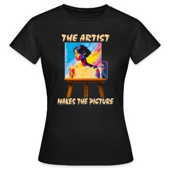 ARTIST MAKES THE PICTURE - Frauen T-Shirt - Schwarz - Vorne - AI Model Female 172 dark (172cm)