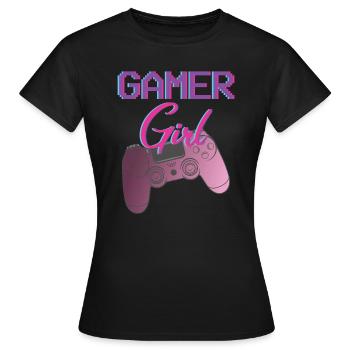 Funny Gamer Saying Gaming Girl - Women's T-Shirt - black - Front - AI Model Female 172 dark (172cm)