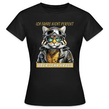 BLOUSON EN CUIR DE CHAT MOTO PERFECT CRASS - T-shirt Femme - noir - Devant - AI Model Female 172 dark (172cm)
