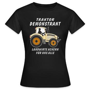 TRAKTOR DEMONSTRANT LANDWIRTE ACKERN - Frauen T-Shirt - Schwarz - Vorne - AI Model Female 172 dark (172cm)
