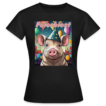 BÊTE DE CÉLÉBRATION DE COCHON - T-shirt Femme - noir - Devant - AI Model Female 172 dark (172cm)