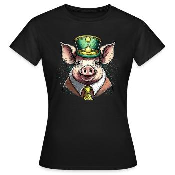 PIG CELEBRATIONS - Women's T-Shirt - black - Front - AI Model Female 172 dark (172cm)