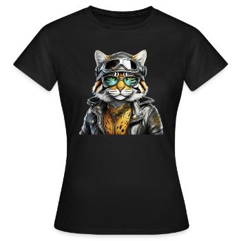 LUNETTES DE VESTE EN CUIR DE CHAT - T-shirt Femme - noir - Devant - AI Model Female 172 dark (172cm)