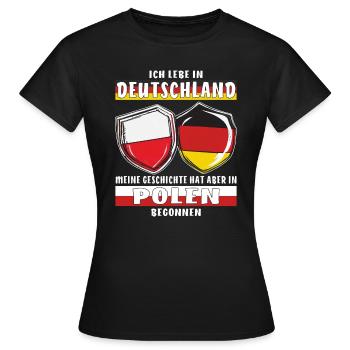 POLOGNE ALLEMAGNE J’HABITE - T-shirt Femme - noir - Devant - AI Model Female 172 dark (172cm)