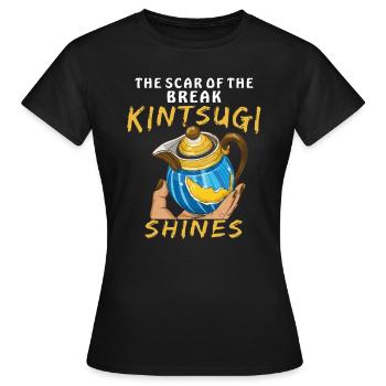 LA CICATRICE DE LA RUPTURE KINTSUGI BRILLE - T-shirt Femme - noir - Devant - AI Model Female 172 dark (172cm)