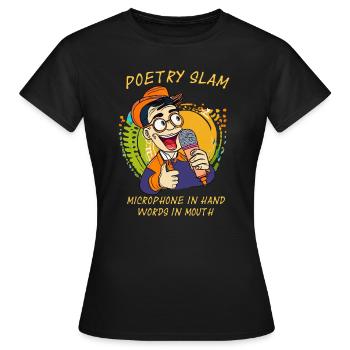 POÉSIE SLAM MICRO EN MAIN MOTS - T-shirt Femme - noir - Devant - AI Model Female 172 dark (172cm)