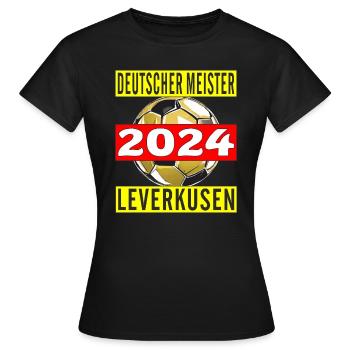 DEUTSCHER MEISTER 2024 LEVERKUSEN - Frauen T-Shirt - Schwarz - Vorne - AI Model Female 172 dark (172cm)