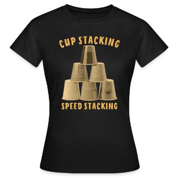 EMPILAGE DE GOBELETS SPEED STACKING - T-shirt Femme - noir - Devant - AI Model Female 172 dark (172cm)