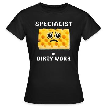 SPÉCIALISTE DE L’ÉPONGE EN SALE BESOGNE - T-shirt Femme - noir - Devant - AI Model Female 172 dark (172cm)