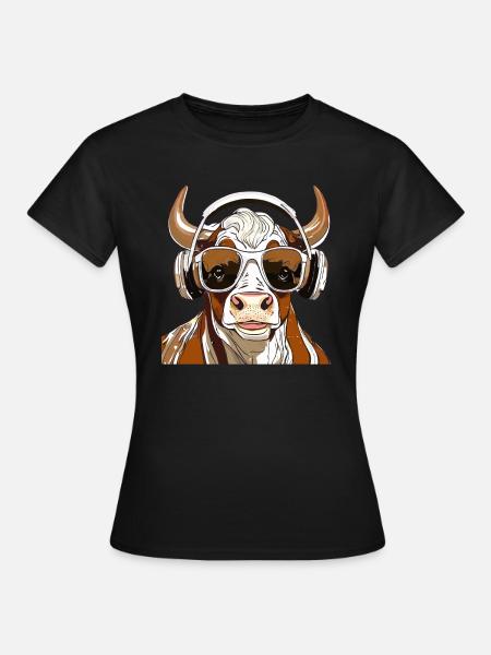 BULLE MIT SONNENBRILLE - Frauen T-Shirt - Schwarz
