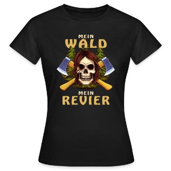 SKULL AXE MY FOREST MY TERRITORY - Women's T-Shirt - black - Front - AI Model Female 172 dark (172cm)