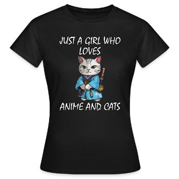 Anime chat fille manga drôle dicton - T-shirt Femme - noir - Devant - AI Model Female 172 dark (172cm)