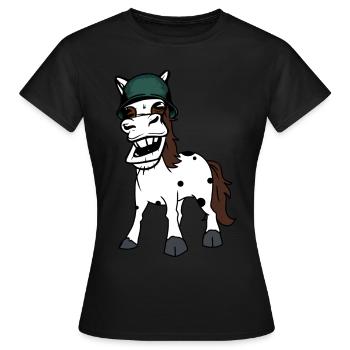 Funny Horse Gaul Army Horse Safety Helmet Soldier - Women's T-Shirt - black - Front - AI Model Female 172 dark (172cm)
