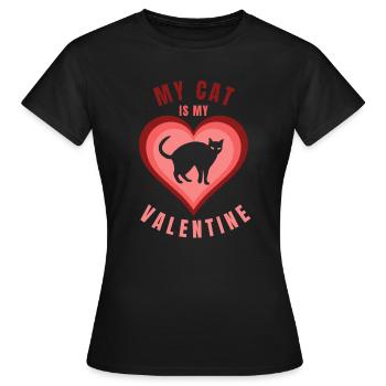 My cat is my valentine - Women's T-Shirt - black - Front - AI Model Female 172 dark (172cm)