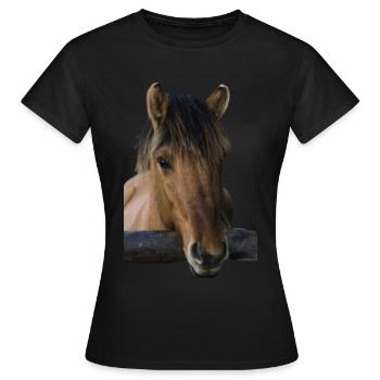 Braunes Pferd ohne Reiter - Frauen T-Shirt - Schwarz - Vorne - AI Model Female 172 dark (172cm)