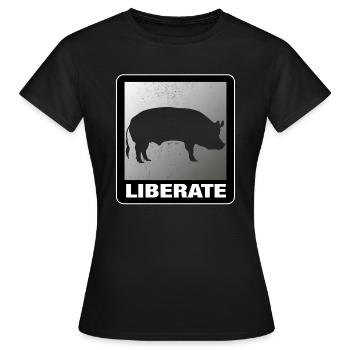 Liberate Vegan Animal Liberation Pig - Women's T-Shirt - black - Front - AI Model Female 172 dark (172cm)