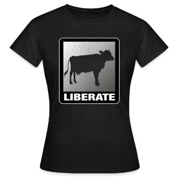 Liberate Vegan Animal Liberation Cow - Women's T-Shirt - black - Front - AI Model Female 172 dark (172cm)