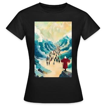 w6 Moïse Moïse Séparant la mer Rouge 3 pièces, Digit - T-shirt Femme - noir - Devant - AI Model Female 172 dark (172cm)