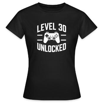 Level 30 Freigeschaltetes Geschenk zum 30. Geburtstag - Frauen T-Shirt - Schwarz - Vorne - AI Model Female 172 dark (172cm)