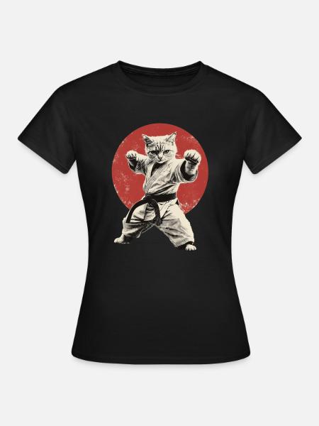 Katze Karate Judo Japan Flagge - Frauen T-Shirt - Schwarz