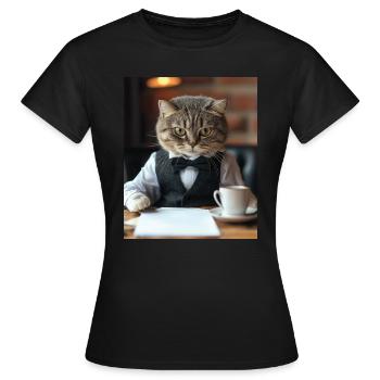 Cat Business - Women's T-Shirt - black - Front - AI Model Female 172 dark (172cm)