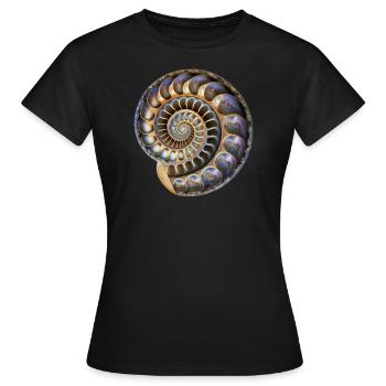 Fibonacci Spirale, Muschel, Goldener Schnitt - Frauen T-Shirt - Schwarz - Vorne - AI Model Female 172 dark (172cm)