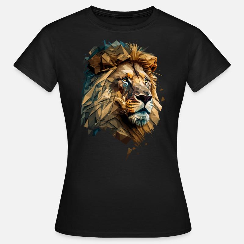 prächtiger Löwenkopf Polygon - Frauen T-Shirt - Schwarz