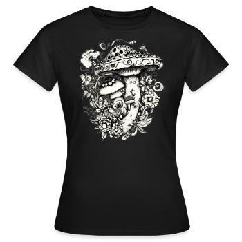 Mushrooms, Magic mushrooms, Autumn, Forest, Nature - Women's T-Shirt - black - Front - AI Model Female 172 dark (172cm)