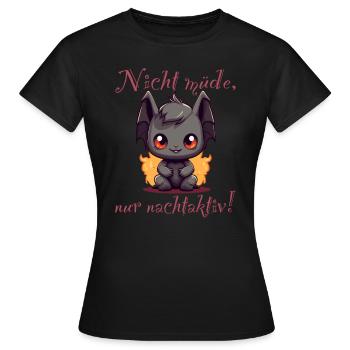 Pas fatigué, juste nocturne ! Enfants et adultes. - T-shirt Femme - noir - Devant - AI Model Female 172 dark (172cm)