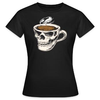 Coffee as a Hanger's Meal in Skull Mug - Women's T-Shirt - black - Front - AI Model Female 172 dark (172cm)