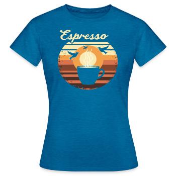 Coffee vintage espresso - Women's T-Shirt - antique blue sapphire heather - Front - AI Model Female 172 dark (172cm)