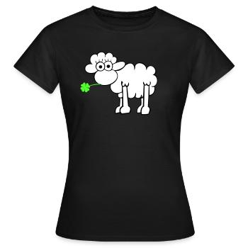 Les moutons avec du trèfle - T-shirt Femme - noir - Devant - AI Model Female 172 dark (172cm)