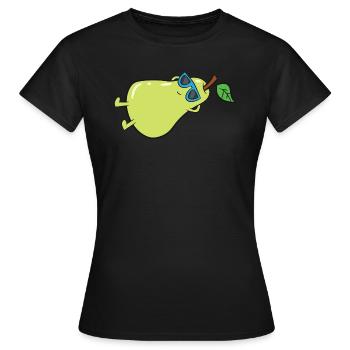 Poire - bains de soleil avec lunettes de soleil - T-shirt Femme - noir - Devant - AI Model Female 172 dark (172cm)