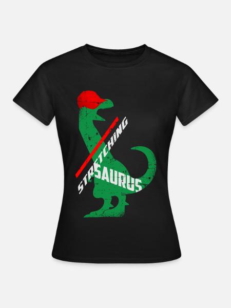 Stretching Dino - Frauen T-Shirt - Schwarz