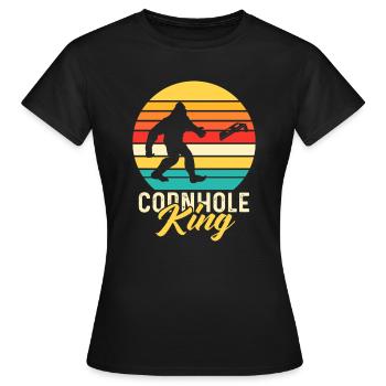 Cornhole King Sasquatch sacs à lancer Jeu - T-shirt Femme - noir - Devant - AI Model Female 172 dark (172cm)