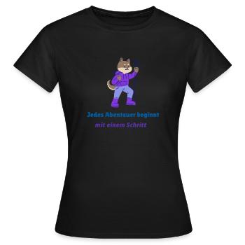 Jedes Abenteuer beginnt mit einem Schritt - Frauen T-Shirt - Schwarz - Vorne - AI Model Female 172 dark (172cm)