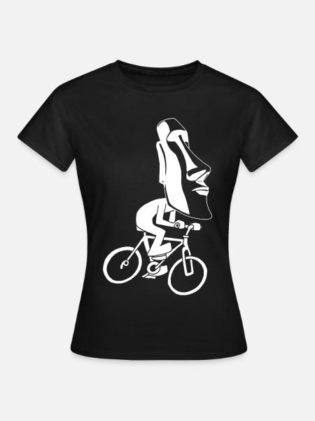 Balade à vélo sur l'île de Pâques (blanc) - T-shirt Femme - noir