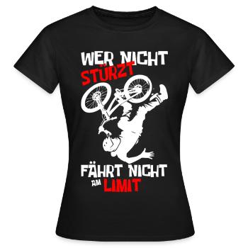 Fahrradsturz mit Humor Motive - Frauen T-Shirt - Schwarz - Vorne - AI Model Female 172 dark (172cm)