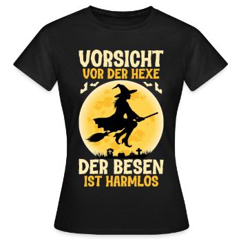 Beware of the witch The broom is harmless - Women's T-Shirt - black - Front - AI Model Female 172 dark (172cm)