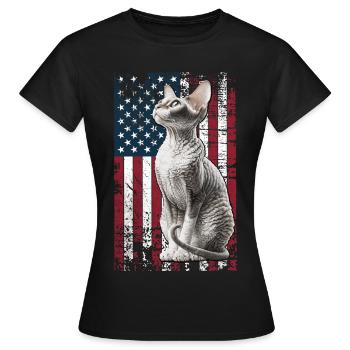 Cornish Rex US Cornish Rex Cat - Women's T-Shirt - black - Front - AI Model Female 172 dark (172cm)