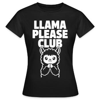 Club Llama Please – Lama mignonne - T-shirt Femme - noir - Devant - AI Model Female 172 dark (172cm)