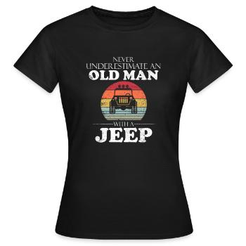 Lustiger Jeep-alter Mann mit einem Jeep-T-Stück - Frauen T-Shirt - Schwarz - Vorne - AI Model Female 172 dark (172cm)