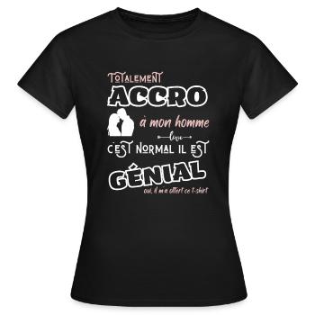 Cadeau femme saint valentin personnalisé humour - T-shirt Femme - noir - Devant - AI Model Female 172 dark (172cm)