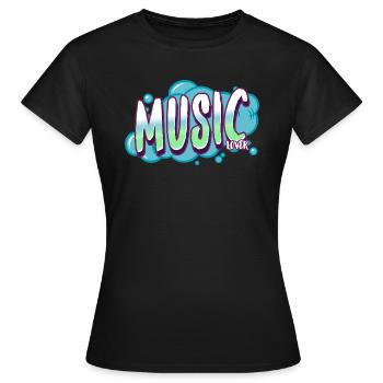 Music lover bunt grün Graffiti Farbe Lack Spray - Frauen T-Shirt - Schwarz - Vorne - AI Model Female 172 dark (172cm)