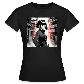 Phénomène monochrome: Beautiful Anime Girl dans un - T-shirt Femme - noir - Devant - AI Model Female 172 dark (172cm)