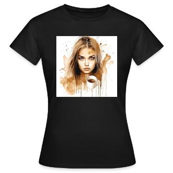 Aquarelle Art Belle Femme - T-shirt Femme - noir - Devant - AI Model Female 172 dark (172cm)