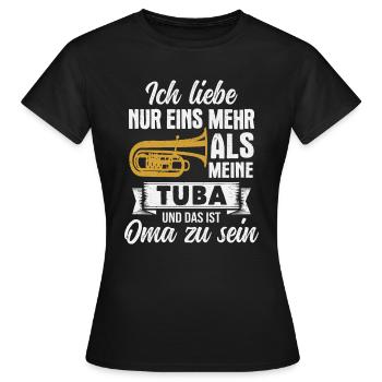Tuba Oma Tubist Blasmusik Musiker - Frauen T-Shirt - Schwarz - Vorne - AI Model Female 172 dark (172cm)